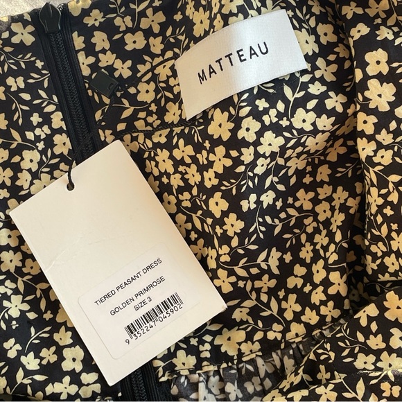 NWT Matteau Floral Print Shirred Bodice Peasant Dress - Picture 7 of 9